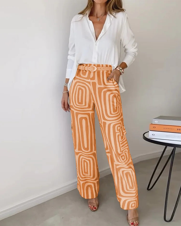 Kammay Stylish Trousers Set - Including Blouse and Belt