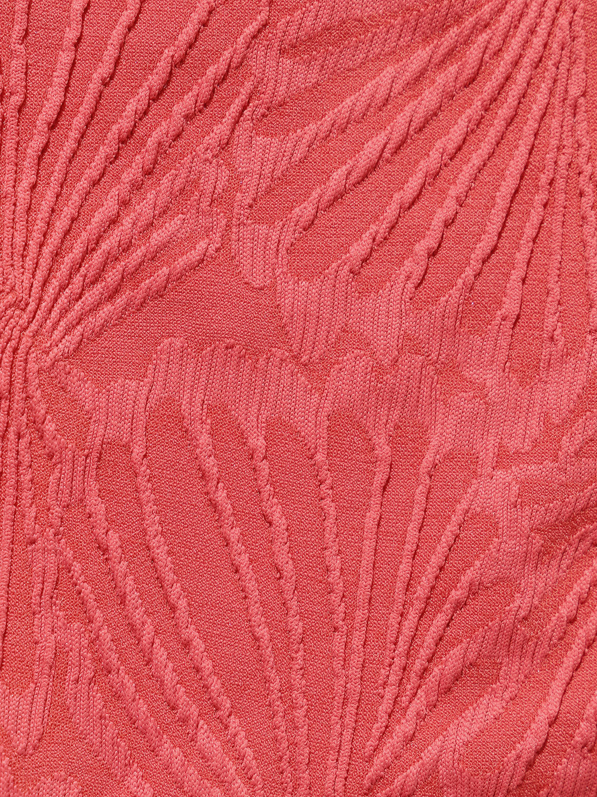 Red Jacquard U-Ring Cross Back Bikini Top