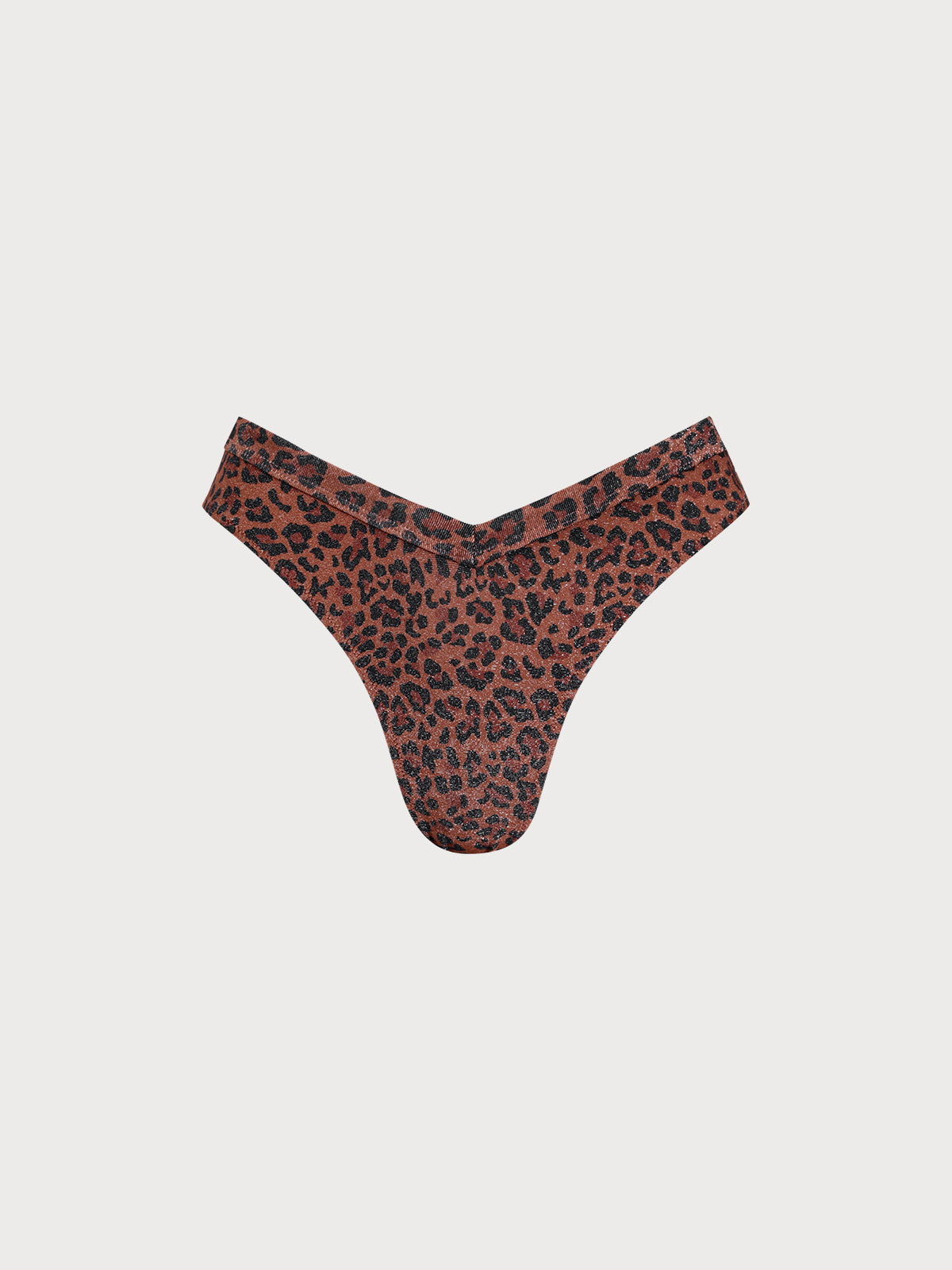Leopard Print V Cut Lurex Bikini Bottom