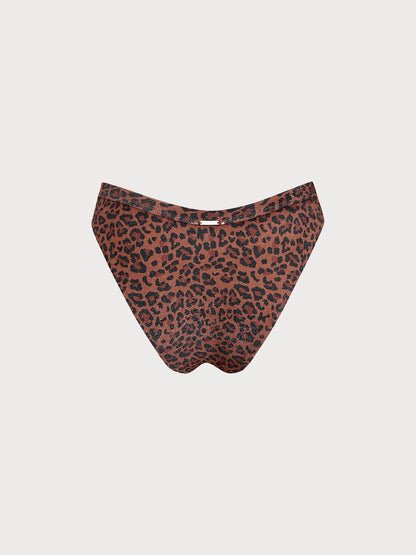 Leopard Print V Cut Lurex Bikini Bottom