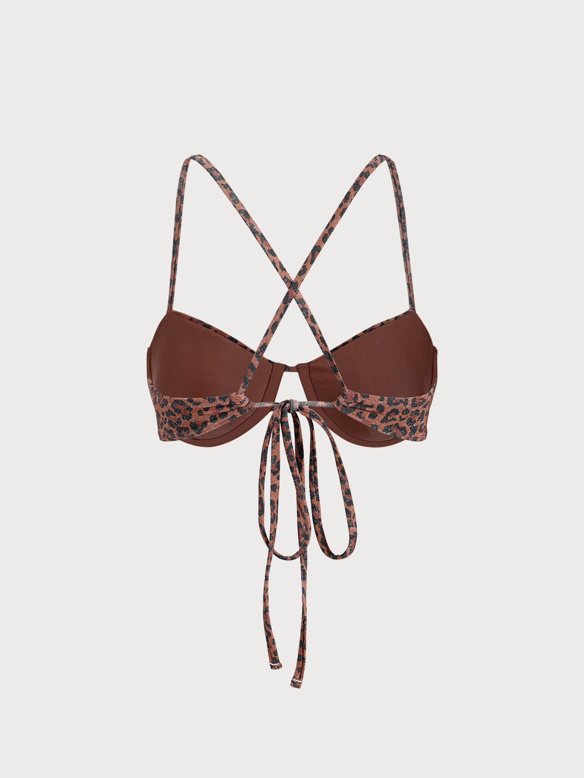 Leopard Print Underwire Lurex Bikini Top