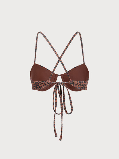 Leopard Print Underwire Lurex Bikini Top