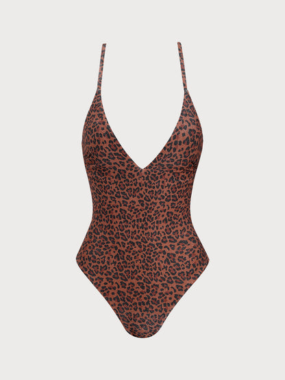 Leopard Print Lurex One-Piece Swimsuit