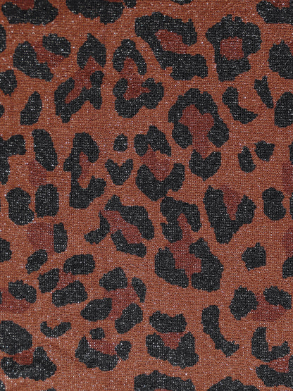 Leopard Print V Notch Lurex Bikini Top